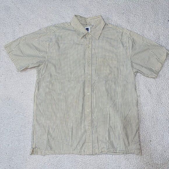 Gap Factory Store Short Sleeve Button Down Shirt Yellow Men L Outdoor Golf Work - Picture 1 of 5